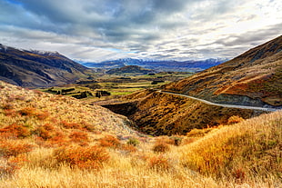 brown hills under cumulus clouds, queenstown, arrowtown HD wallpaper