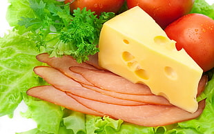 cheese, tomatoes, and ham photo