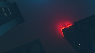 red lighted building HD wallpaper