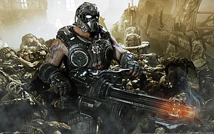 man wearing black mask character digital wallpaper, Gears of War 3, video games HD wallpaper