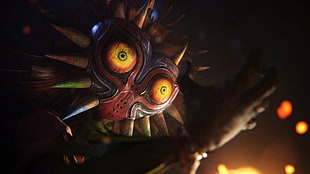 yellow and red monster mask, The Legend of Zelda: Majora's Mask, skull kid, The Legend of Zelda, fantasy art