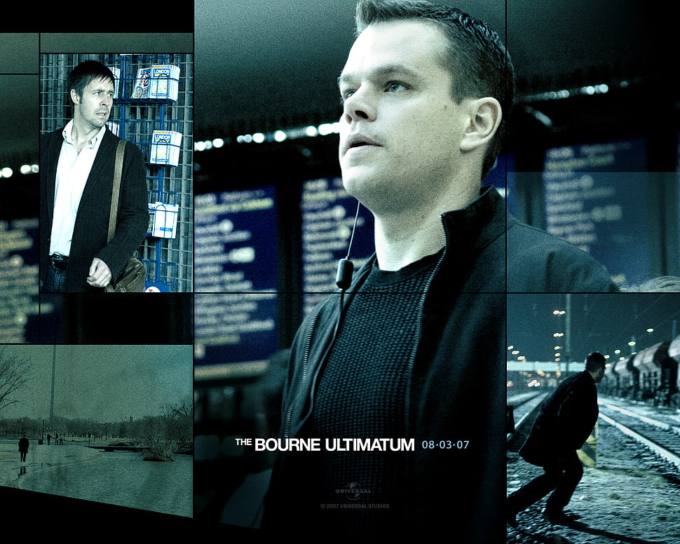 men's black top, The Bourne Ultimatum, Matt Damon, movies, collage HD wallpaper