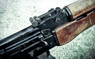 black bolt action rifle, gun, kalashnikov, AKM, weapon HD wallpaper