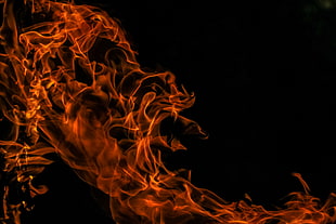 flame digital wallpaper, Fire, Flame, Dark background