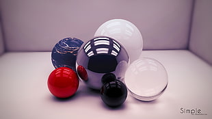 several assorted-size balls, Cinema 4D, 3D, geometry, circle HD wallpaper