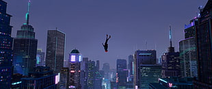 black and white concrete building, Spider-Man, superhero, Spider-Man: Into the Spider-Verse, Miles Morales HD wallpaper