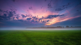 green grass field under cloudy sky during daytime, landscape, clouds, sky, nature