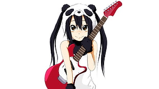 girl anime with red electric guitar HD wallpaper