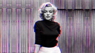 Marilyn Monroe, anaglyph 3D, Marilyn Monroe, hard nipples HD wallpaper
