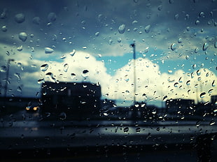 water droplets on glass, water, sky, water drops, dark