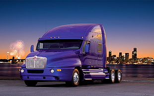 purple truck, trucks HD wallpaper