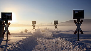 snow ground road, railway, winter, snow, landscape