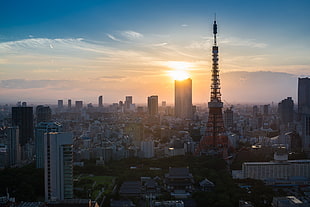 Tokyo Tower, Japan, photography, Sun, urban, cityscape HD wallpaper