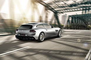 time lapse photography of silver sports car