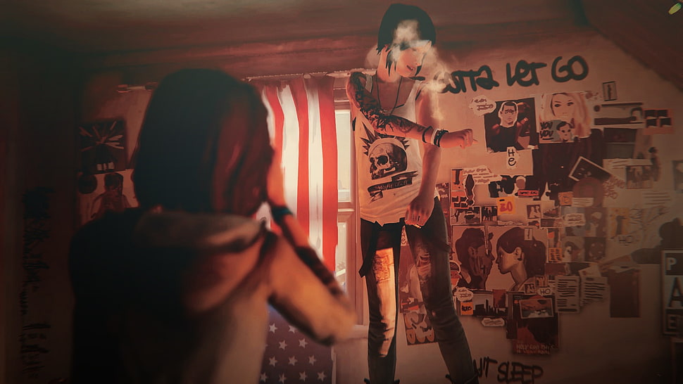 white and black tank top and gray denim jeans, Life Is Strange, Max Caulfield, Chloe Price HD wallpaper