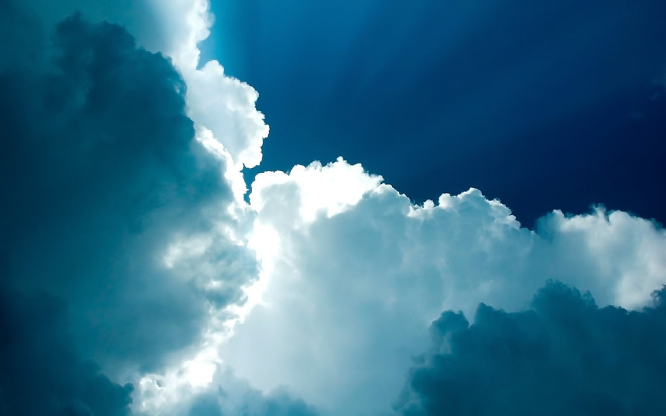 white and blue clouds in the sky HD wallpaper