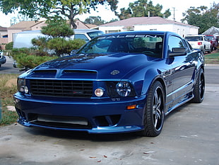 blue Mercedes-Benz sedan, car