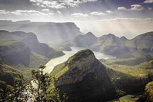 long exposure photography of green mountains with body of water, blyde, mpumalanga HD wallpaper
