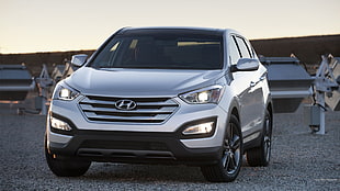 silver Hyundai Tucson SUV, Hyundai Santa Fe, Hyundai, car, vehicle