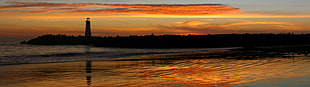 silhouette of lighthiuse, multiple display, landscape, nature, lighthouse