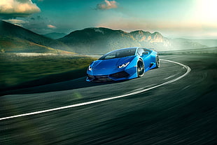 blue Lamborghini Huracan coupe, Lamborghini, Lamborghini Huracan