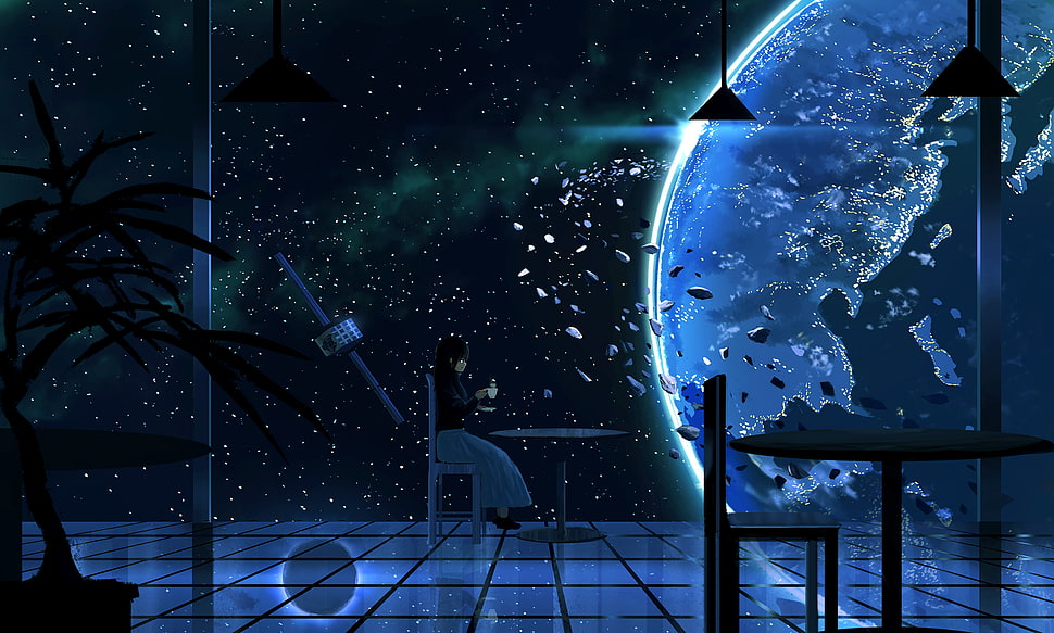 anime-themed galaxy wallpaper, anime, space, tea HD wallpaper