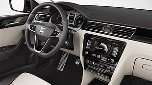 black and white SEAT vehicle interior, car, Seat Toledo HD wallpaper