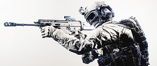 soldier holding gun wallpaper HD wallpaper