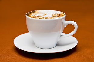 white ceramic cup on saucer