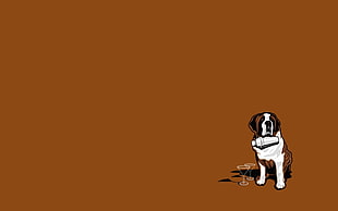 brown and white St. Bernard illustration HD wallpaper