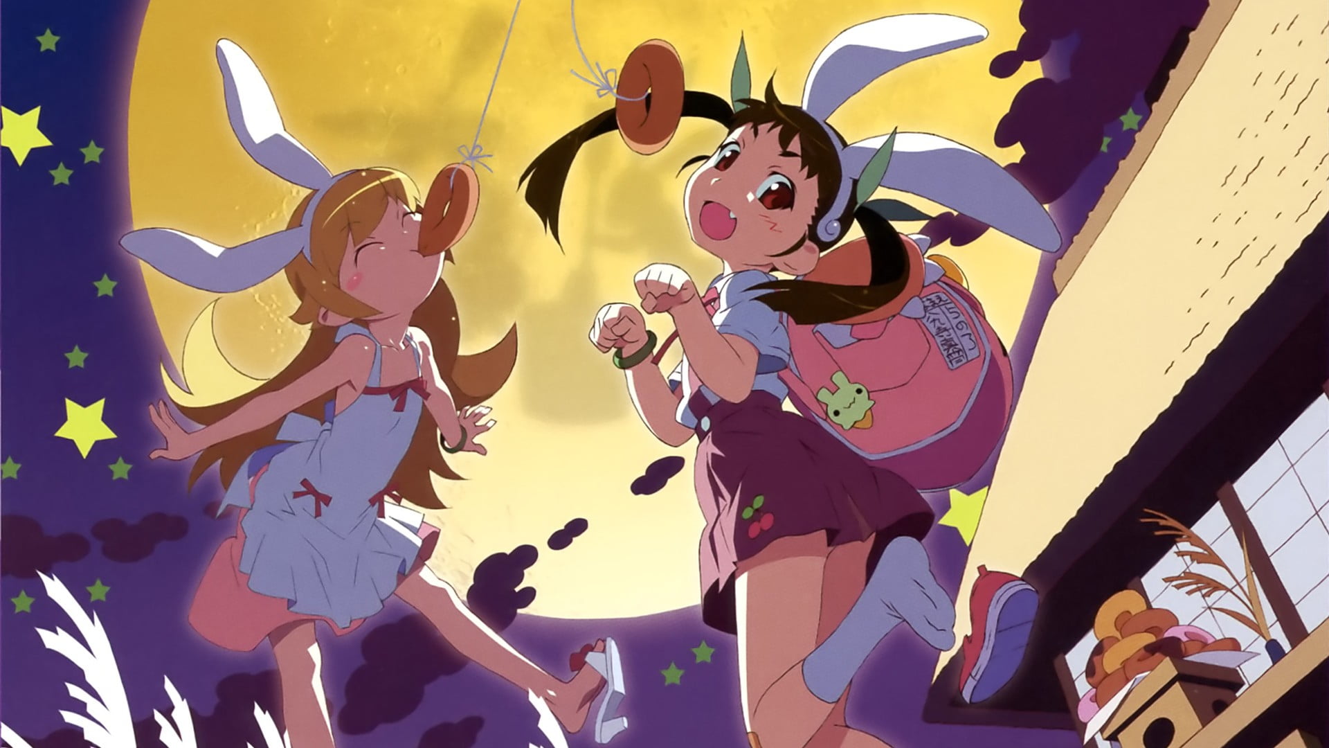 Monogatari Series, Monogatari Series, Hachikuji Mayoi, Oshino Shinobu, donut