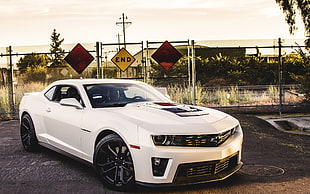 white Chevrolet Camaro, Chevrolet, Camaro, Chevrolet Camaro ZL1, car