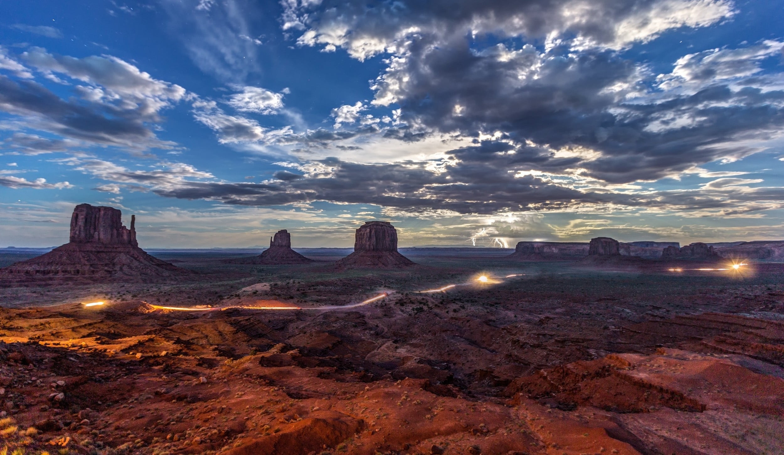 brown hills, Arizona, lightning, rock, erosion