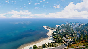 trees and sea, Grand Theft Auto V, Redux, Mod, horizon HD wallpaper