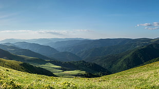 landscape photography of green mountain