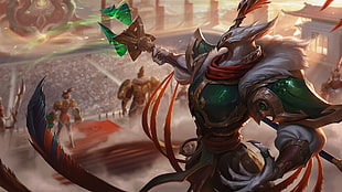 rooster wearing armor and holding spear digital wallpaper, Summoner's Rift, Azir (League of Legends) HD wallpaper