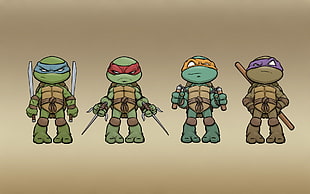 TMNT characters illustration, painting, turtle, ninjas, colorful HD wallpaper