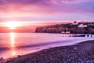 seashore during sunset