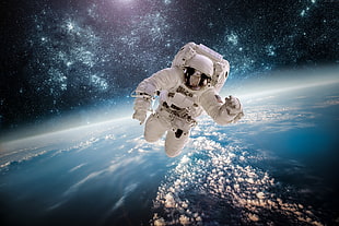 astronaut suit, astronaut, stars, space HD wallpaper