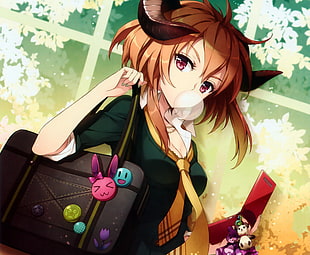 green dressed female anime character HD wallpaper