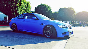 blue coupe, BMW, BMW E92 M3, car, blue cars