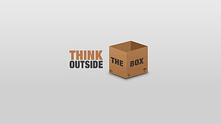 Think outside advertisement, quote, text, minimalism, boxes HD wallpaper