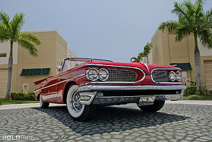 red convertible muscle car, 1958 Pontiac Catalina, car, old car, Oldtimer HD wallpaper