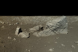 gray concrete stone fragment, Loong Rock,  Moon, space, Chang'e 3 HD wallpaper