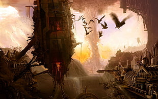 game application digital wallpaper, artwork, fantasy art, digital art, city