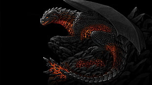 red and black dragon illustration, dragon, fantasy art HD wallpaper