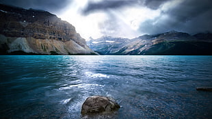 body of water, landscape, nature, Bow Lake, Canada HD wallpaper