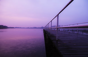 jetty, dawn, sky, sunset HD wallpaper