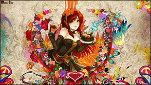 rose, orange (fruit), women, anime HD wallpaper