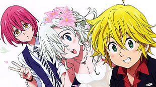 Elizabeth, Meliodas, and Gowther of Nanatsu Nu Taizai